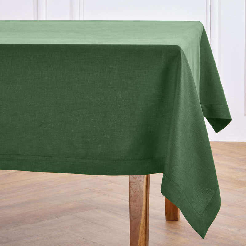 100% Pure Linen Tablecloth - Fete, 120" L x 60" W, Pine Green