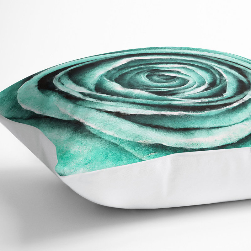 Rose Painting Cushion with Filling, White, 40cm H x 40cm W x 15cm D