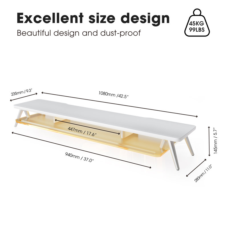 Wood Monitor Stand, White