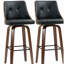 Tabouret de bar rotatif en cuir de polyuréthane avec repose-pieds et dossier moelleux HOMcom, ensemble 2 pièces, noir