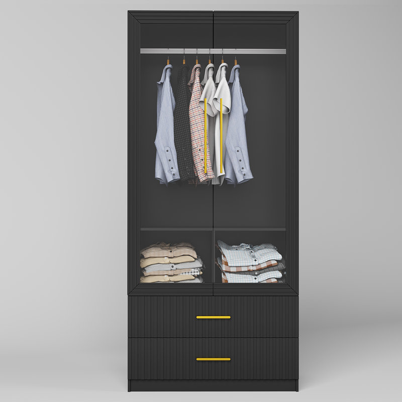 2 Door Wardrobe, Black
