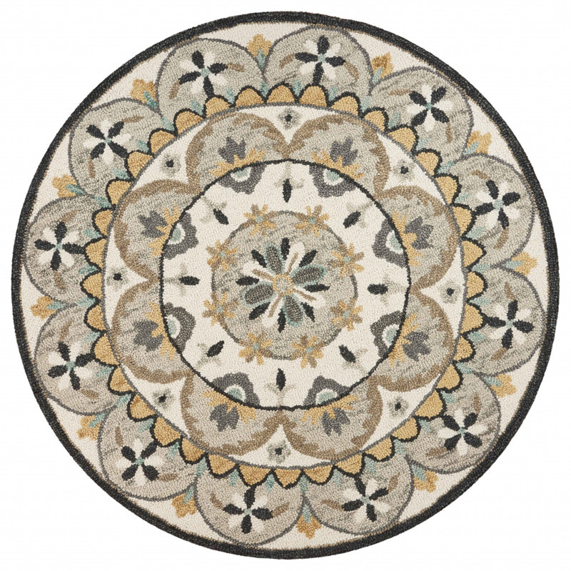 Hand-Tufted Natural Wool Transitional Indoor Round Area Rug, Round 6'