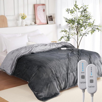 Couverture chauffante électrique, flanelle douce super confortable chauffée avec 4 niveaux de chauffage rapide et 4 heures d'arrêt automatique