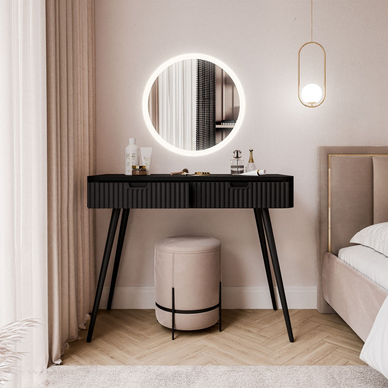 Novi Dressing Table with Mirror, Black