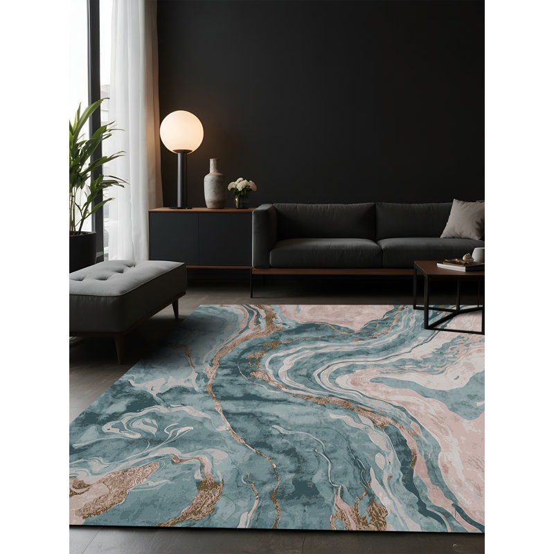 Tapis gris soyeux et moelleux, Rectangle 7 pi x 10 pi