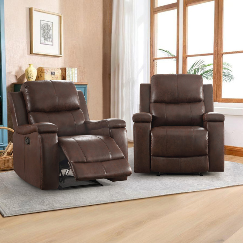 Ensemble de salon inclinable manuel 37 po avec porte-gobelet caché (ensemble de 2), Terra