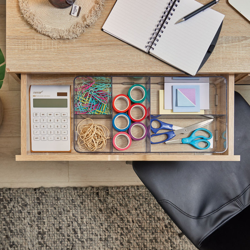 Interlocking 5-Section Drawer Organizer - Storage and Organization for Kitchen, Bathroom, and Desk Drawers