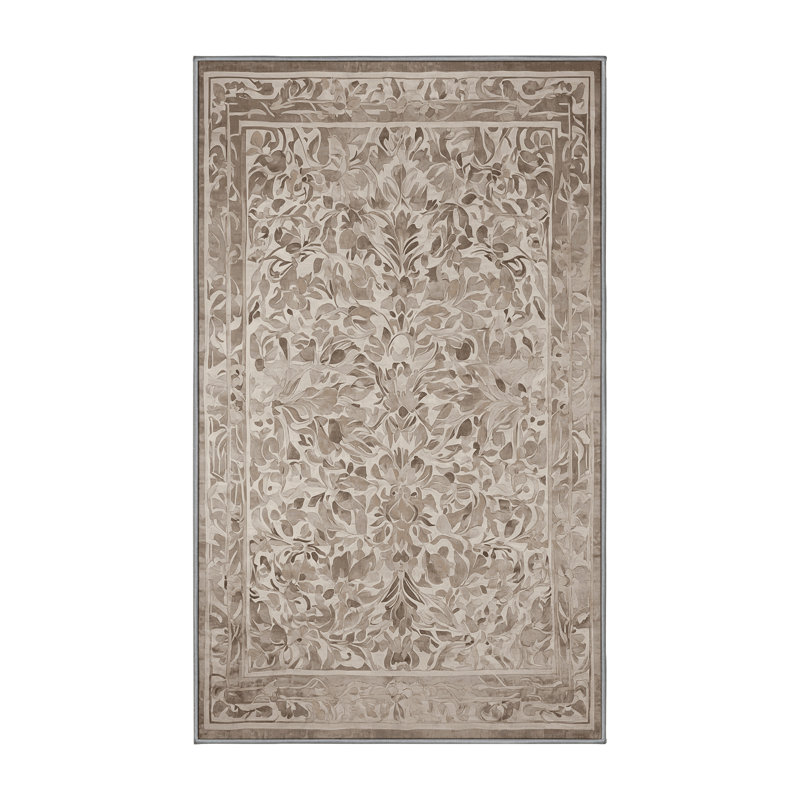 Tapis gris lavable à la machine, Rectangle 4 pi x 6 pi