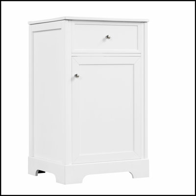 Meuble-lavabo de 20 po avec lavabo, porte à fermeture douce, support de rangement et tablette réglable au fini blanc