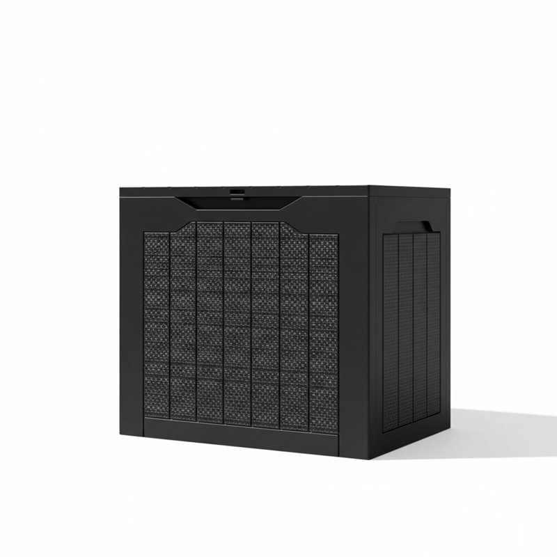 KYEUIN 56cm W 93L Plastic Lockable Deck Box in Black