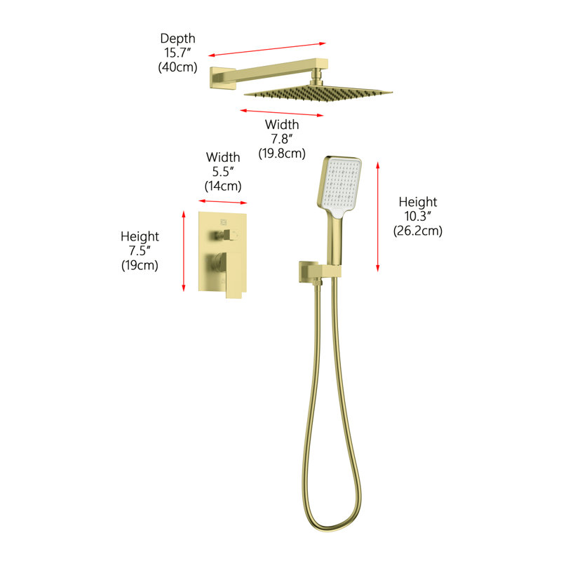 Petar Pressure-Balanced All-In-One Kit with Rough in-Valve, Brushed Gold