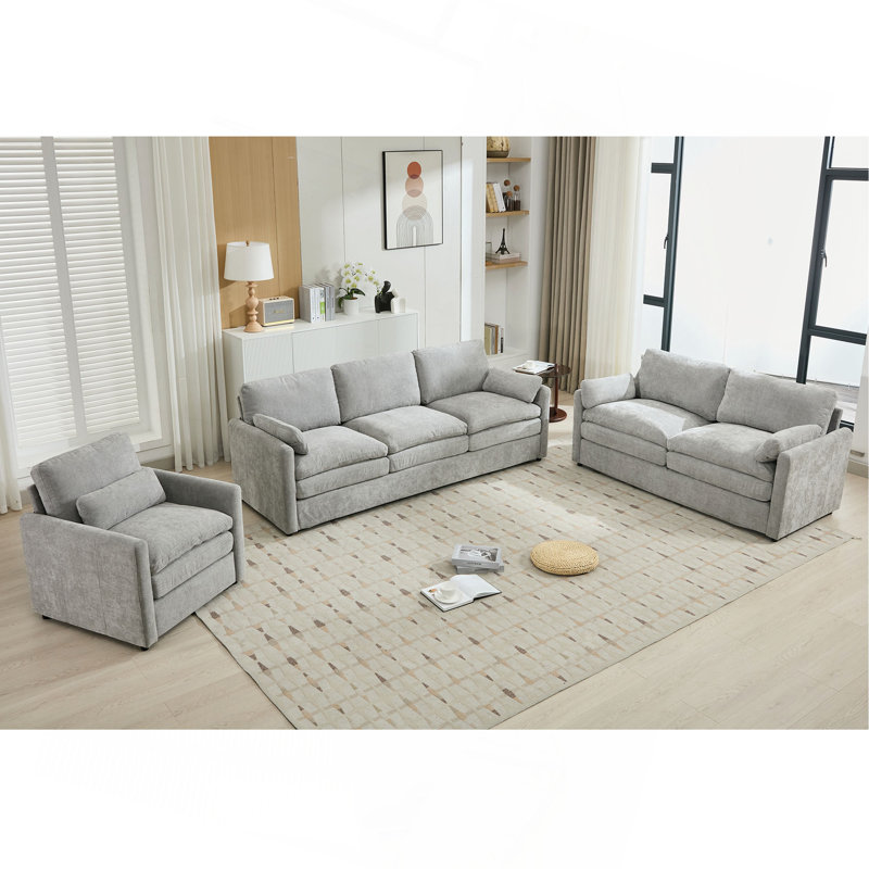 Ensemble de canapé rembourré Cozy, Gris clair