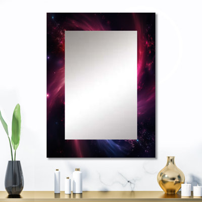 Pink And Black Nebulous Nexus - Abstract Decorative Mirror On Metal