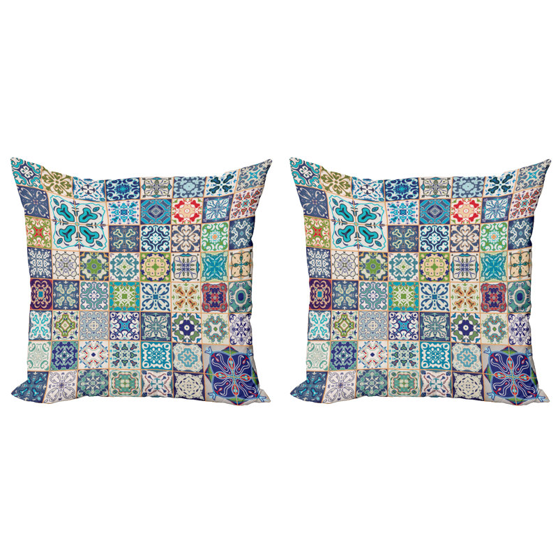 Raylah Indoor / Outdoor Plaid Square Throw Pillow Cover, 18"H x 18"W