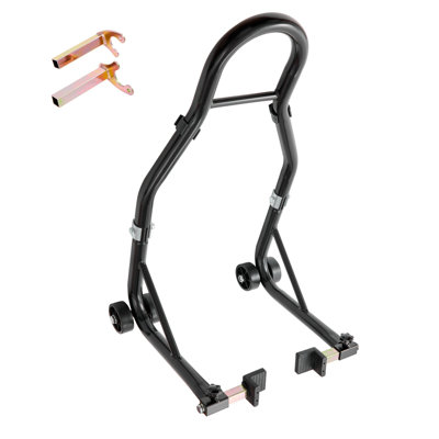 Support de roue arrière de moto, avec bobine à fourche U + L, capacité de 850 lb Support de levage de roue arrière robuste, support de vérin de levage de moto, pour Suzuya, Kawasaki, Kawasaki, noir