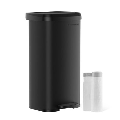 18 Gallon Stainless Steel Trash Can Step On Carbon Filter with 15 Trash Bags