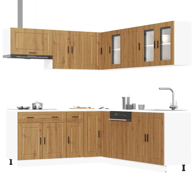 Maribeth 11 Piece Kitchen Cabinet Set, Artisan Oak