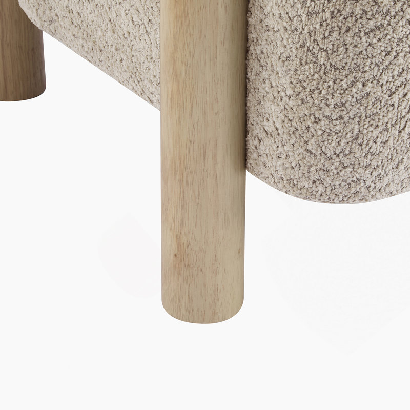 Fauteuil d'appoint rembourré Boucle, Bois naturel