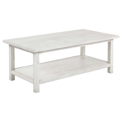 Rustic Wood Coffee Table with Open Storage Shelf