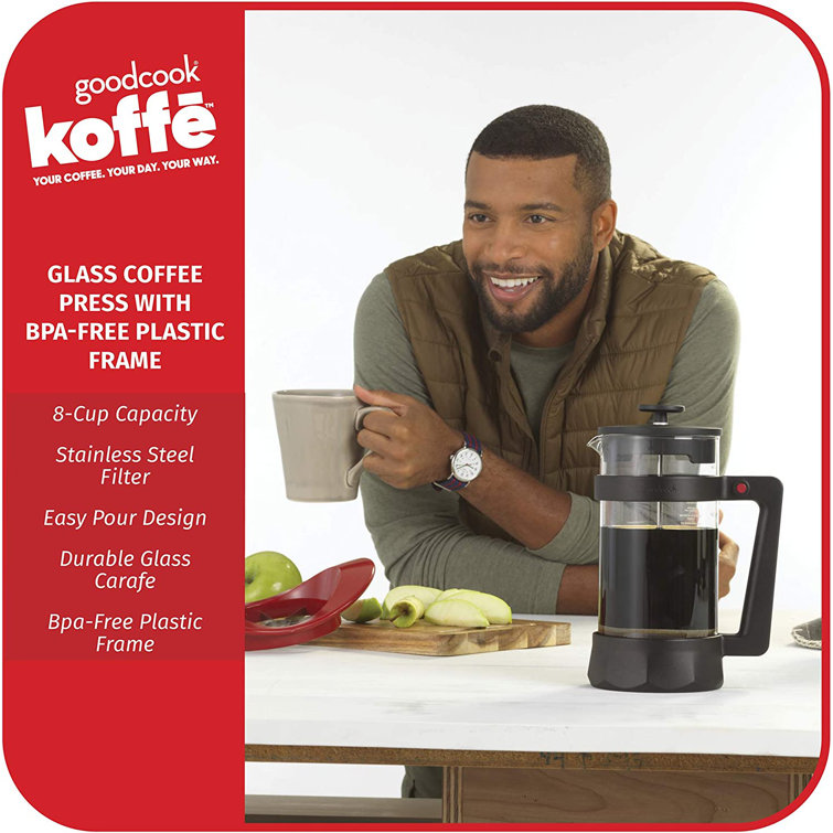 GoodCook Koffe 8 cup Plastic Frame Coffee Press, Black