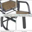 2 chaises coulissantes à structure en métal avec tissu en filet respirant. Bercement confortable pour le plein air. Détente incurvée. Pour le jardin, la piscine, la cour arrière, le balcon. Mélange de bruns. Mouvement fluide.