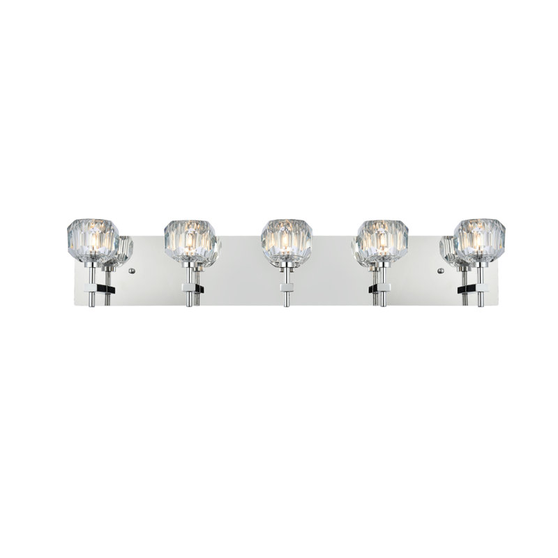 Armed Sconce, 6" H x 32" W x 6" D, Chrome, 5
