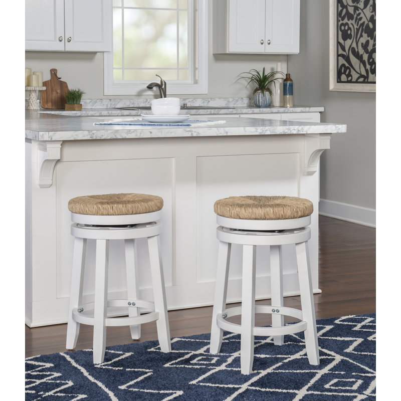 Tabouret de bar et de comptoir Granville, Blanc, Tabouret de comptoir (siège d'une hauteur de 25,5