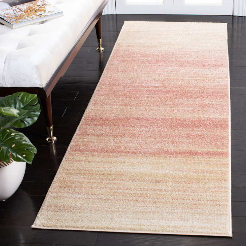 Tapis rose / ivoire Teagan, Tapis de couloir 2 pi 6 po x 8 pi