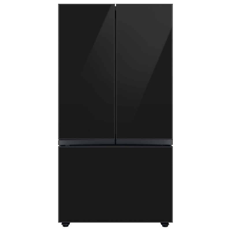 Samsung Bespoke 30 cu. ft. 3-door Refrigerator with Beverage Center and Custom Panels Included, Charcoal Glass