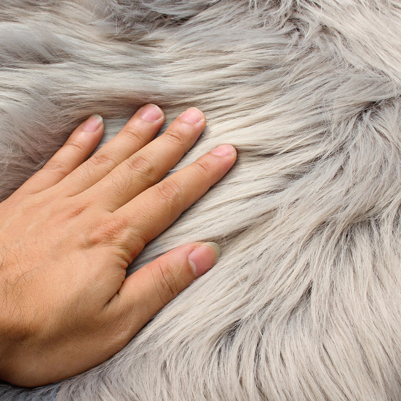 Solid Colour Faux Fur Shag Area Rug, Rectangle 91 x 145cm