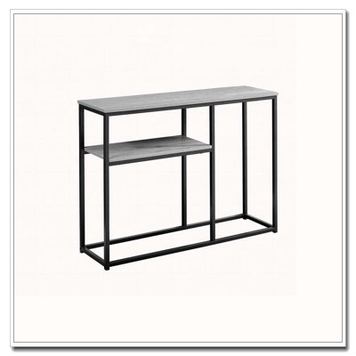 Table d'appoint, console, vestibule, étroit, canapé, salon, chambre à coucher, stratifié gris, métal noir, contemporain, moderne