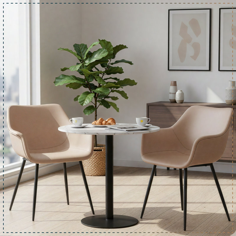 Haglund Leather Dining Chair with Powder-Coated Iron Legs Accent Side Chair Foam Padded Seat Versatile Kitchen Chair for Modern Home and Kitchen