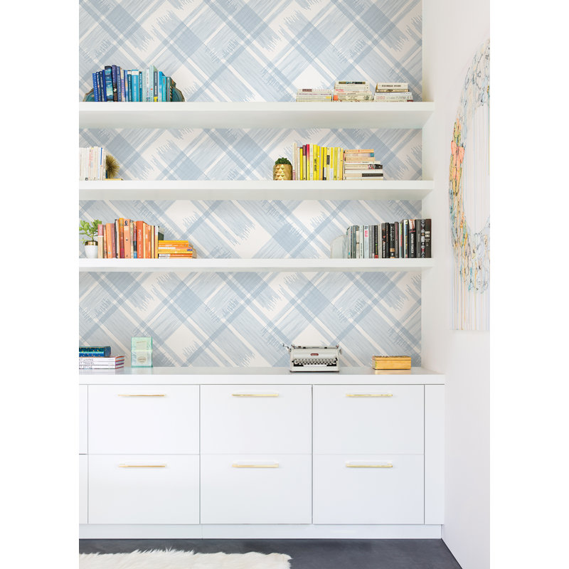 Rouleau de papier peint lisse L 33 pi x l 20,5 po Zag Modern, Bleu