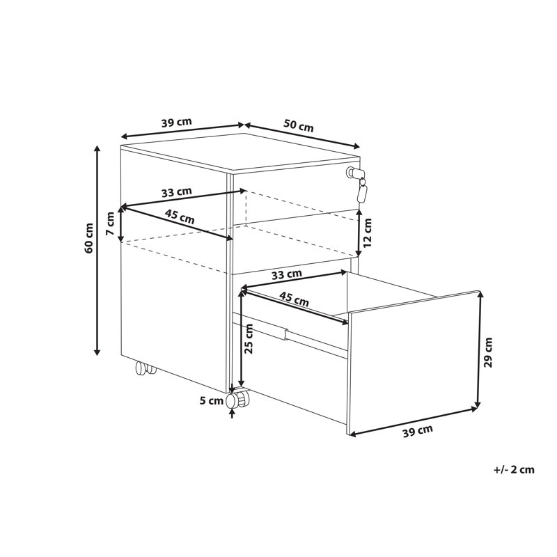 Bronnie 50cm Wide 3 -Drawer Mobile File Cabinet, Off White