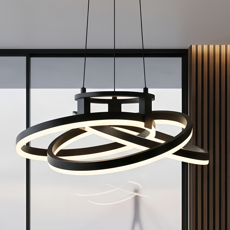 Lustre carré moderne / rectangulaire à 1 lumière en aluminium Alliber, Noir mat, H 7 po x l 23,2 po x P 23,2 po