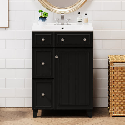 Bathroom Cabinet With Ceramic Sink - 24-Inch Option 24" Functional & Stylish