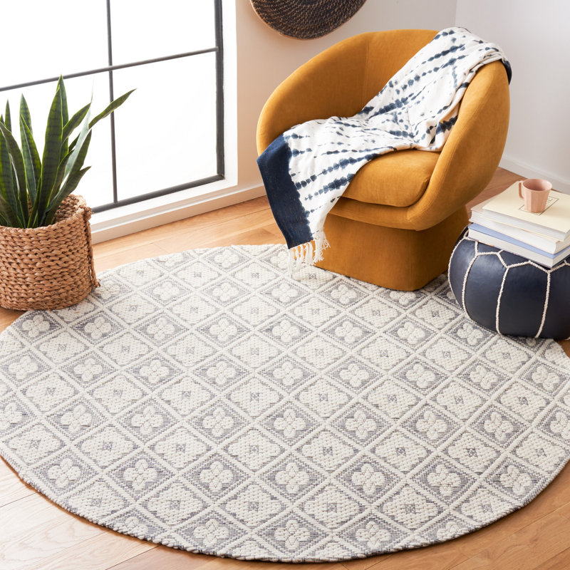 Hankison Hand Woven Performance Geometric Rug, Round 6'