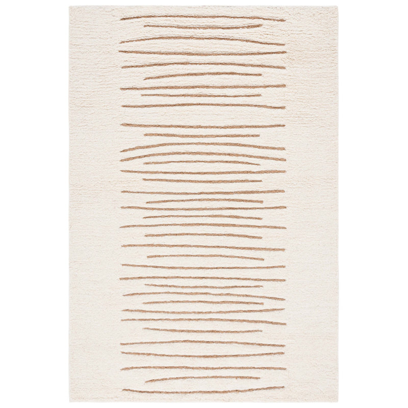 Peacham Hand Woven Wool/Jute Striped Rug in Natural/Ivory, Runner 2'3" x 9'