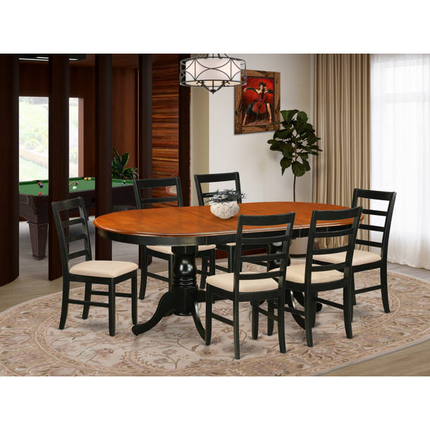 Lark Manor Ruhlman Extendable Solid Wood Double Pedestal Dining Set ...