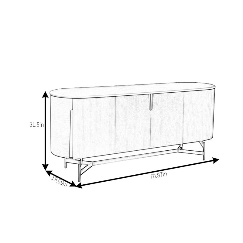 Buffet rétro français, H 31,5 po x l 70,87 po x P 19,69 po