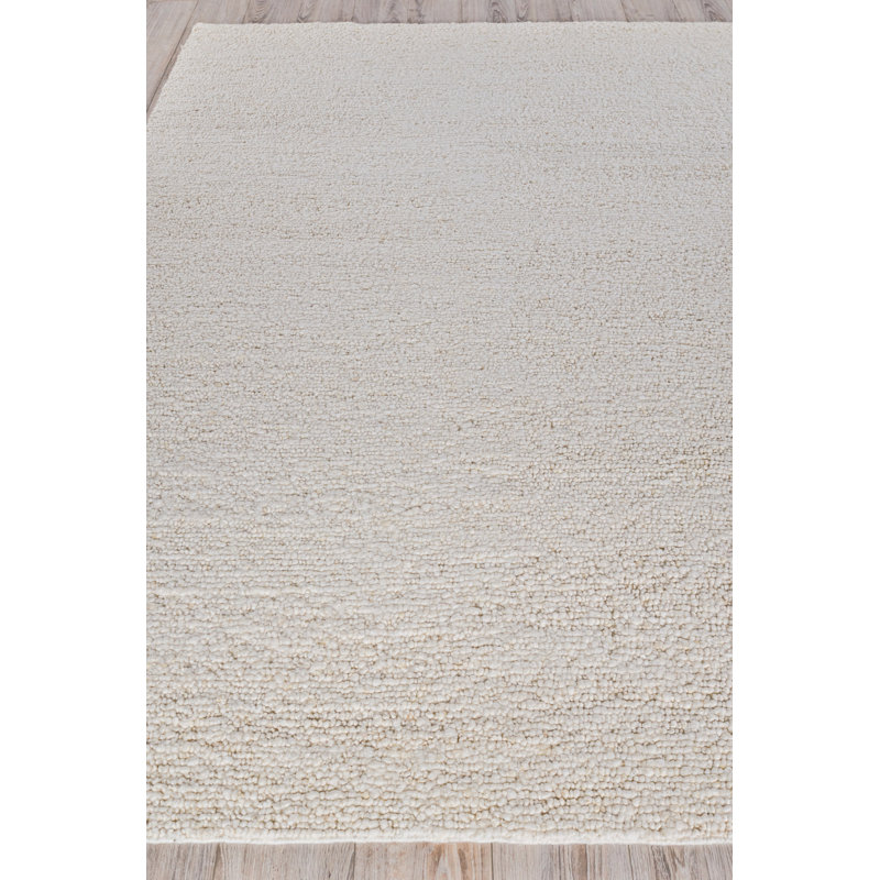 Borelli Hand Loomed Wool Area Rug in Ivory, Rectangle 2' x 3'
