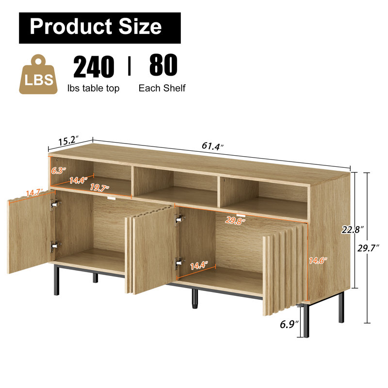 Buffet de 61,4 po de largeur, Naturel