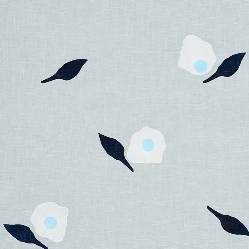 Schumacher x Caroline Z Hurley Aquinnah Hand Block Fabric, Sky