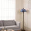 Lampe sur pied 3 lumières de style baroque bleu, vitrail avec sources de lumière