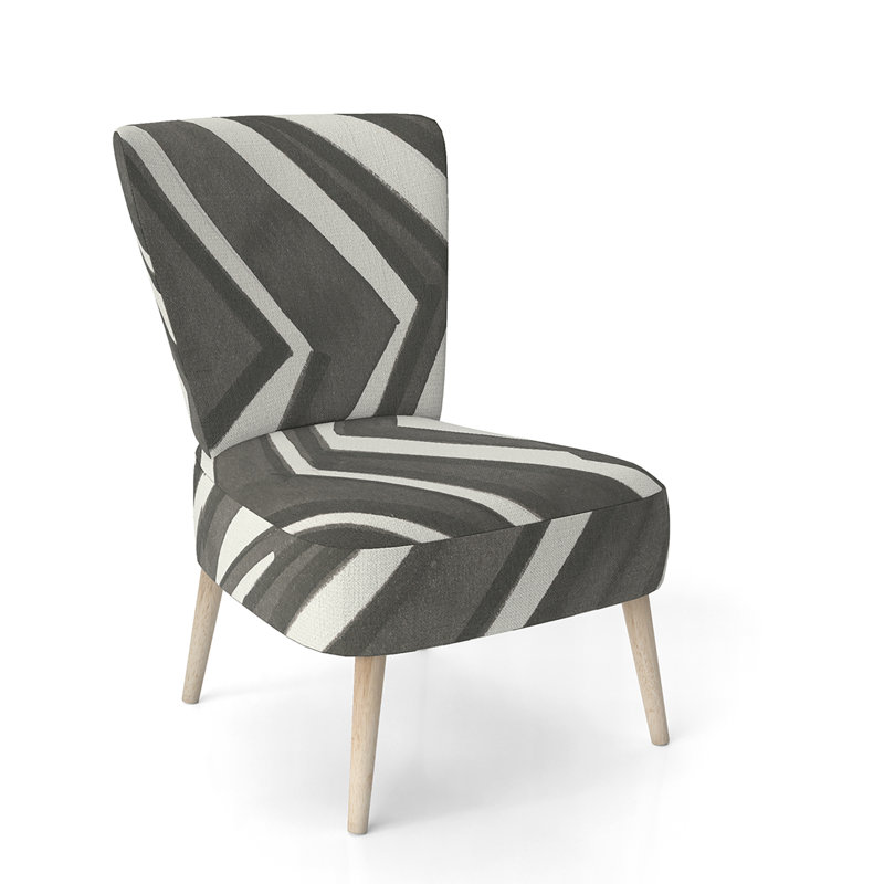 Upholstered Floral Side Chair - Modern floral Accent Chair, Abstract Black Polyester Blend 1