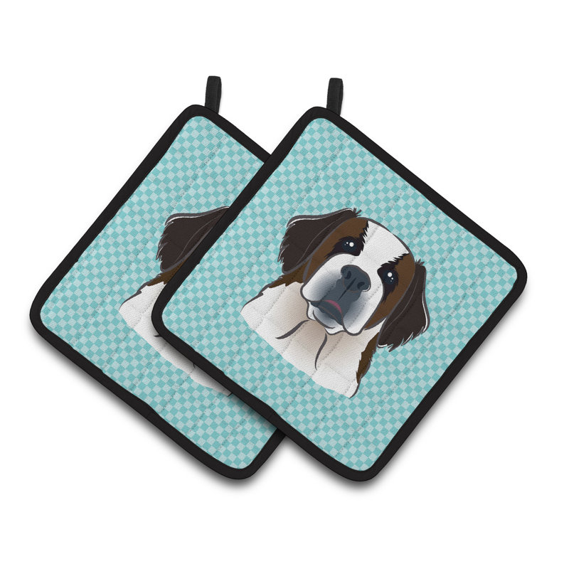 Cuisinier poignée saint-bernard caroline Checkerboard, Bleu