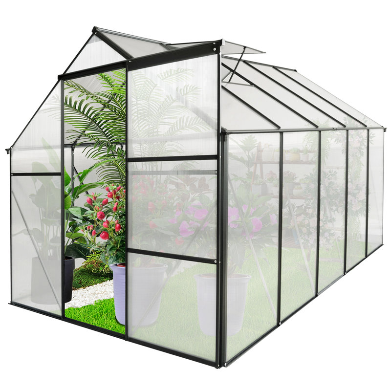 Base surélevée en polycarbonate pour serre, Noir, noir, noir, noir, H 8,46 po x l 77,95 po x P 8,27 po