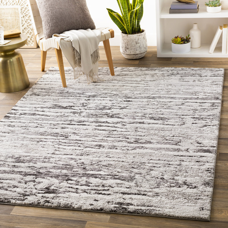 Tapis gris / ivoire Kolaire, Rond 5 pi 3 po