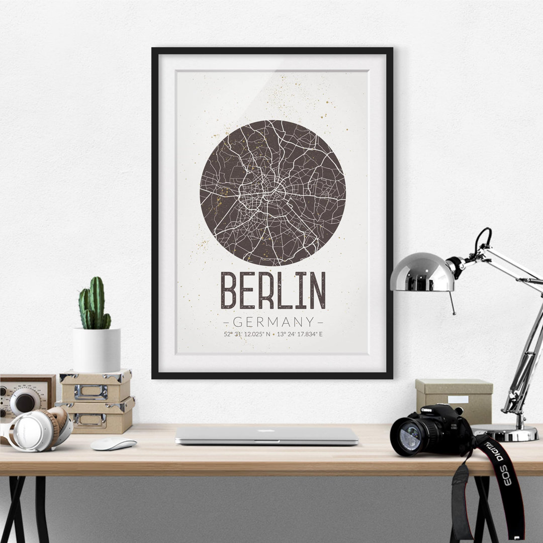 Gerahmtes Poster Berlin City Plan - Vintage