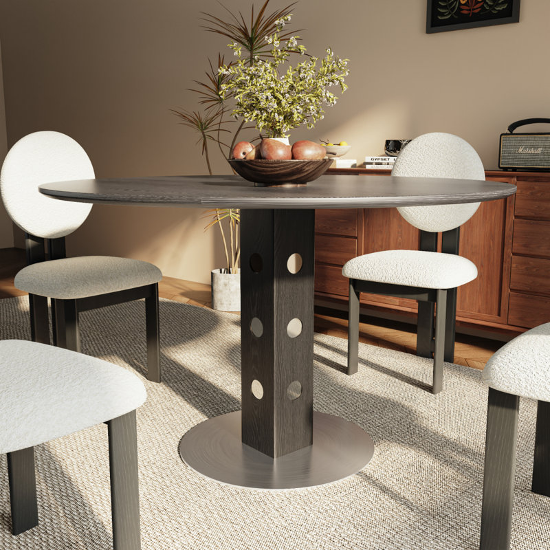 Table de salle à manger Farmhouse, H 29,91 po x L 43,38 po x l 43,38 po, Noir